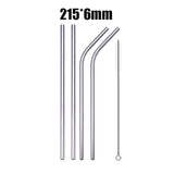 UPORS 4/8Pcs Reusable Drinking Straw High Quality 304 Stainless Steel Metal Straw with Cleaner Brush Wholesale