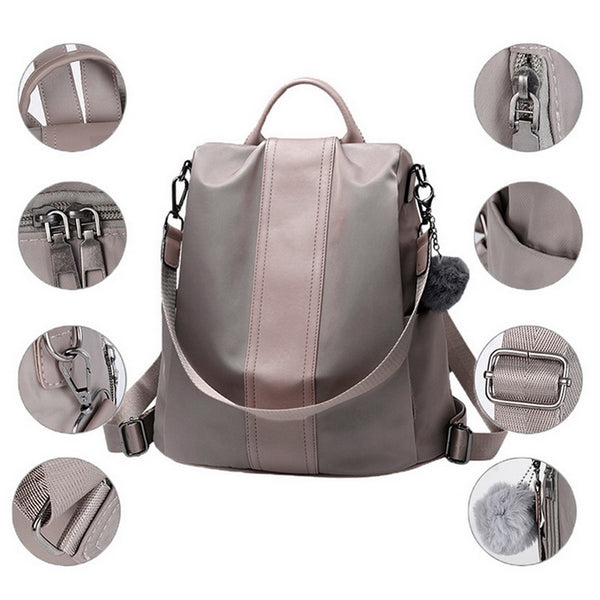 Women Concise Norm Backpack Neutral Schoolbag Knap-sack Anti-theft Design And Waterproof Nylon Backpacks