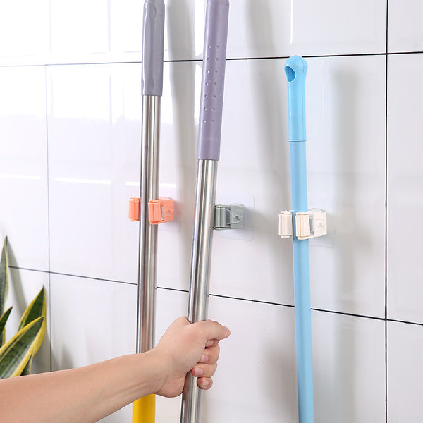 Storage Holders Wall Mounted Holders Non Punch Adhesive Mop Broom Hanger Clip Seamless Hook Bathroom Kitchen Organizer