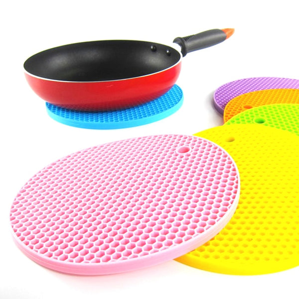 Kitchen Accessories 18cm Round Silicone Non-slip Heat Resistant Mat Coaster Cushion Placemat Pot Holder