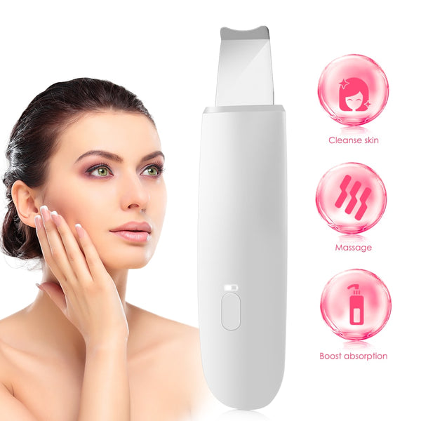 BZ - 0113 Ultrasonic Skin Scrubber Refreshing Instrument Ultrasonic Ion Skin Cleaner Facial Cleansing Spatula Beauty Instrument