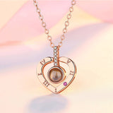 Relodi I Love You 100 Language Pendant Necklace Heart Shape Charm Choker Necklace for Lover Valentines Day Gift SP2333