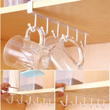 2018 High Quality 6 Hooks Cup Holder Hang Kitchen Cabinet Under Shelf Storage Rack Organiser Hook Kitchen Hanger Hook