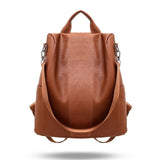 MoneRffi Retro Women Leather Backpack Casual College School Backbag Student Laptop Girls Back Pack Travel Backpack Anti Theft